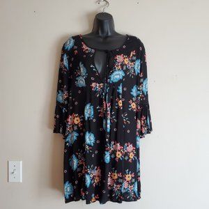 Black Floral Flowy Blouse Dress